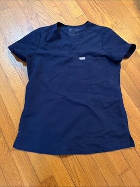 FIGS Navy Short Sleeve V-Neck Women's Scrub Top